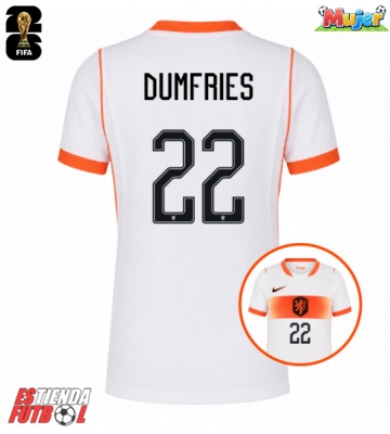 Países Bajos Denzel Dumfries #22 Segunda Equipación Mujer Mundial 2026 Manga Corta